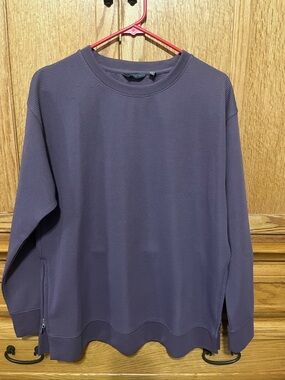 Danskin Purple Ribbed Crewneck Tunic With Side Zippers - Medium